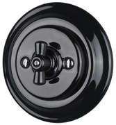 Bohemia-Design - Porcelánový retro otočný vypínač s rámikom č. 1 čierna