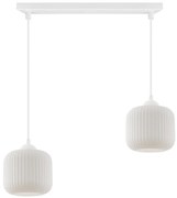 Závesné svietidlo Riffle, 2x biele sklenené tienidlo, w