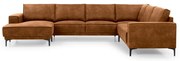 Koňakovohnedá rohová pohovka z imitácie kože (ľavý roh/do "U") Copenhagen – Scandic