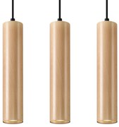 Závesné svietidlo Lino 3, 3x drevené tienidlo