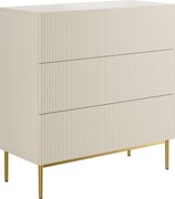 Komoda Nicole 100 cm so zásuvkami a ryhovaným čelom - kasmír / zlaté nožičky