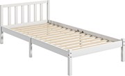 HOMCOM Postelový Rám Drevená Postel s Latami, 208 x 96 cm s Čelom, Jednolôžkový Rám na Postel do Spálne, Biela | Aosom