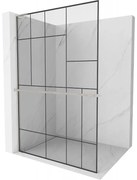 Mexen Kioto+ L sprchová stena s poličkou Walk-in 70 x 200 cm, čierny vzor, brúsený nikel - 800-070-123-97-78