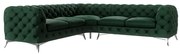Tmavozelená zamatová rohová pohovka Chelsea – Ropez