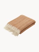 Vlnený prehoz so vzorom rybej kosti a strapcami Tyrol