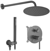 Rea Lungo, podomietkový sprchový set s dažďovou hlavovou a ručnou sprchou, grafitová, REA-P6363
