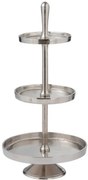 Strieborný 3-poschodový kovový etažér Legio - Ø 35 * 70cm