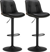 VASAGLE nastaviteľné barové stoličky – súprava 2 ks, atramentovo čierne