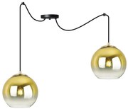 Závesné svietidlo Bergen Gold Spider, 2x zlaté/transparentné sklenené tienidlo (fi 15cm)