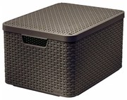 Tmavohnedý plastový úložný box s vekom 33x44,5x25 cm Style – Curver