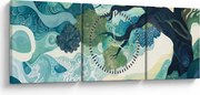 Obraz – Zelená koruna stromu života (s hodinami) (90x30 cm)
