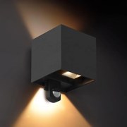 Brilagi - LED vonkajšie nástenné svietidlo so senzorom CUBE LED/6W/230V čierne IP65