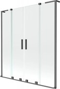 Mexen Velar L Duo, 2-krídlová posuvná vaňová zástena 150 x 150 cm, 8mm číre sklo, grafitová, 896-150-003-02-95
