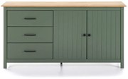 Zelená/v prírodnej farbe nízka komoda z borovicového dreva 150x80 cm Miranda – Marckeric