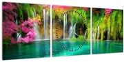 Obraz - Vodopád, Plitvické jazerá, Chorvátsko (s hodinami) (90x30 cm)