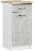 Kuchynská skrinka Olivie S 40 cm 1D 1S biela/betón/dub sonoma