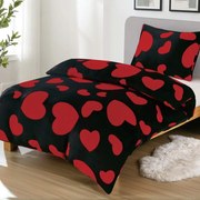 Jemné mikroplyš obliečky Homa DEBORAH HEARTS BLACK 140x200 cm