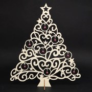 AMADEA Drevený 3D stromček s guličkami, výška 36 cm