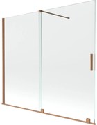 Mexen Velar vaňová zástena dvojkrídlová Posuvný 180 x 150 cm, Priehľadné, kefovaná meď - 896-180-000-01-65