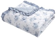 Bielo-modrý prešívaný pléd 220x230 cm Lucie Floral Frill – Catherine Lansfield