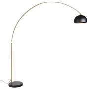 Moderná oblúková stojaca lampa mosadz s mramorovým podstavcom a čiernym tienidlom 32,5 cm - XXL