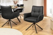 Kožená stolička Oregon otočná o 360° čierna