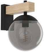 Eglo 900671 -Vonkajšie nástenné svietidlo BUFALATA 1xE27/40W/230V čierna/drevo IP44 EG900671