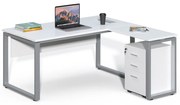 Rohový kancelársky stôl s kontajnerom Houseland Prime Home 01 160 cm biely
