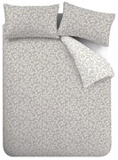 Sivé flanelové obliečky na dvojlôžko/predĺžené 230x220 cm Grace Floral Leaf – Catherine Lansfield