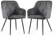 Sada dvoch jedálenských stoličiek DIAMANT zamatové, grafitové / čierne nohy (2 ks)