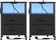 Sada 2 nočných stolíkov s LED osvetlením a nabíjacou stanicou LGSB35202B102