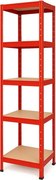 Akcia 5x Regál 180x40x40 cm lakovaný 5-policový, nosnosť 875 kg - červený