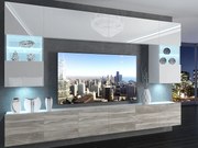 Obývacia stena 300 cm Belini biely lesk / šedý antracit Glamour Wood Imperium1 IMP 1/5/W/WGW1/0/0