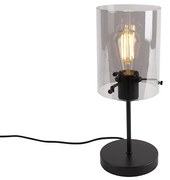 Dizajnová stolná lampa čierna s dymovým sklom na stojane - Dome