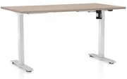 Výškovo nastaviteľný stôl OfficeTech A, 140 x 80 cm, biela podnož, dub