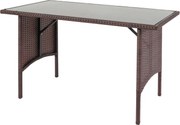 Polyratanový jedálenský stôl HWC-G16, 112x60cm - hnedá