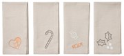 Broste Vyšívaný obrúsok Fryd Light Warm Grey – set 4 ks