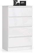 Komoda Kuba 60 cm - 4 šuplíky biela lesk