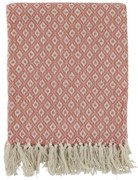 Béžovo-malinový pléd so vzorom a strapcami Aix - 130*150 cm