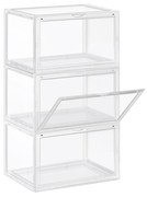 Box na topánky, sada 3ks, priehľadný, 22x36x28cm