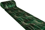Behúň Diamond k8707Y línie / lístie, fľaškovo zelený / zlatý