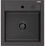 Mexen Vito granitový jednokomorový drez 520 x 490 mm, Čierna škvrnitá, Sifón Čierna - 6503521000-76-B