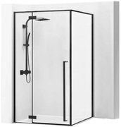 Rea Fargo Black, sprchový kút s krídlovými dverami 120 (dvere) x 90 (stena) x 195 cm, 6mm číre sklo, čierny profil, REA-K3214