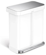 Simplehuman Pedálový odpadkový kôš na triedený odpad, 58 l, biela oceľ