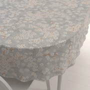 Biante Bavlnený oválny obrus Sandra SA-634 Biele čerešňové kvety na sivom 50x100 cm