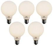 Sada 5 ks E27 3-stupňová stmievateľná LED žiarovka opálové sklo G95 4W 450lm 3000K
