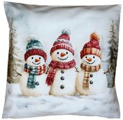 Vankúšová obliečka Traja snehuliaci 40x40 cm