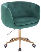 LuxuryForm DESIGN Kreslo MONTANA VELUR na zlatej podstave s kolieskami - zelené