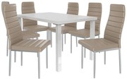 Jedálenský set 1 + 6 Belini biely / béžové Moderno MOD/0/ZES/W/6BŻ