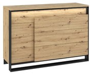 KOMODA MAXIMO DUB ARTISAN / ČIERNA 130 cm